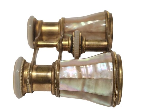 Antique Wilson Bros Boston Brass & Mother of Pearl Opera Glasses Binoculars - Picture 9 of 12