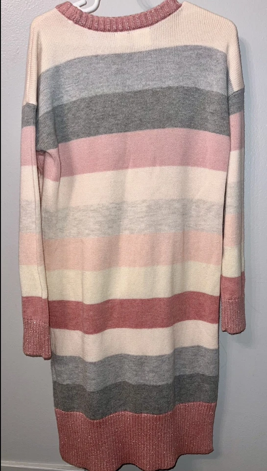 Nuevo con etiquetas Vestido Suéter Gap Niñas-Rosa Neutro Rayas-Talla 6-7 Foto 4 de 4