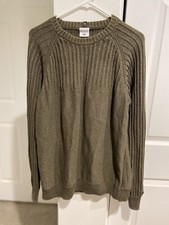 Columbia Mens Green Cable Knit Crewneck Knitted Pull Over Sweater XL- 65