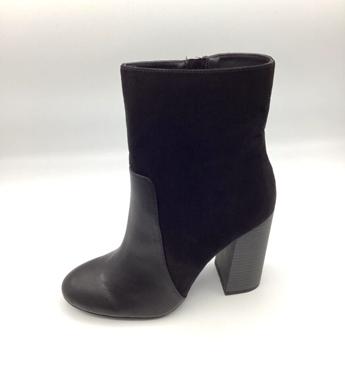 Anne Michelle Negro Imitación Cuero Tacón Alto Invierno Zapatos Botines Talla 5 Nuevo