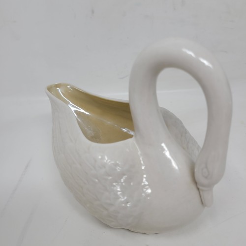 Belleek Ireland Porcelain Swan Pair Green 4th Mark Large 6"- 1946-1955 & 4" MINT - Picture 10 of 20