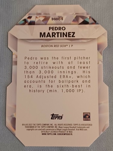 2022 Topps Pedro Martinez Diamond Greats Die-Cut Rainbow Foil Insert #DGDC-5 🔥 - Picture 2 of 2