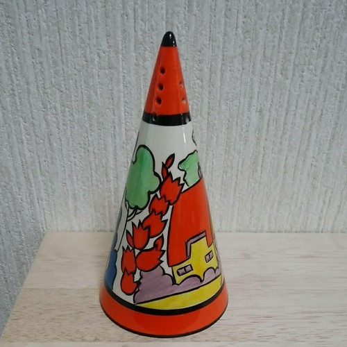 Wedgwood Clarice Cliff Conical Sugar Shaker Cone Orange Roof Cottage Limited - Picture 2 of 9