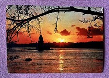 Istanbul Turkey Vintage Continental Chrome Postcard Posted 1972 Maiden's Tower
