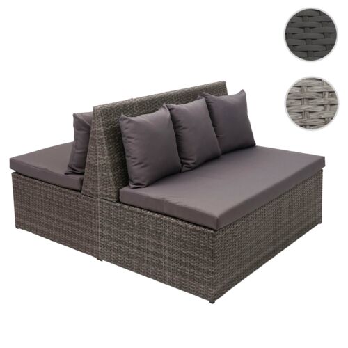 Juego de 2 sofás de poli-ratán 2 HWC-G16, banco de jardín asiento sillón, Gastro 120 cm - Imagen 1 de 14