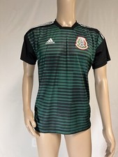 Adidas Shirt, Mexico Soccer Team Logo, Striped Short Sleeves, Green-black, Small