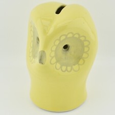 Vintage David Sharp Studio Pottery Yellow Owl Money Box Rare Unusual Colour