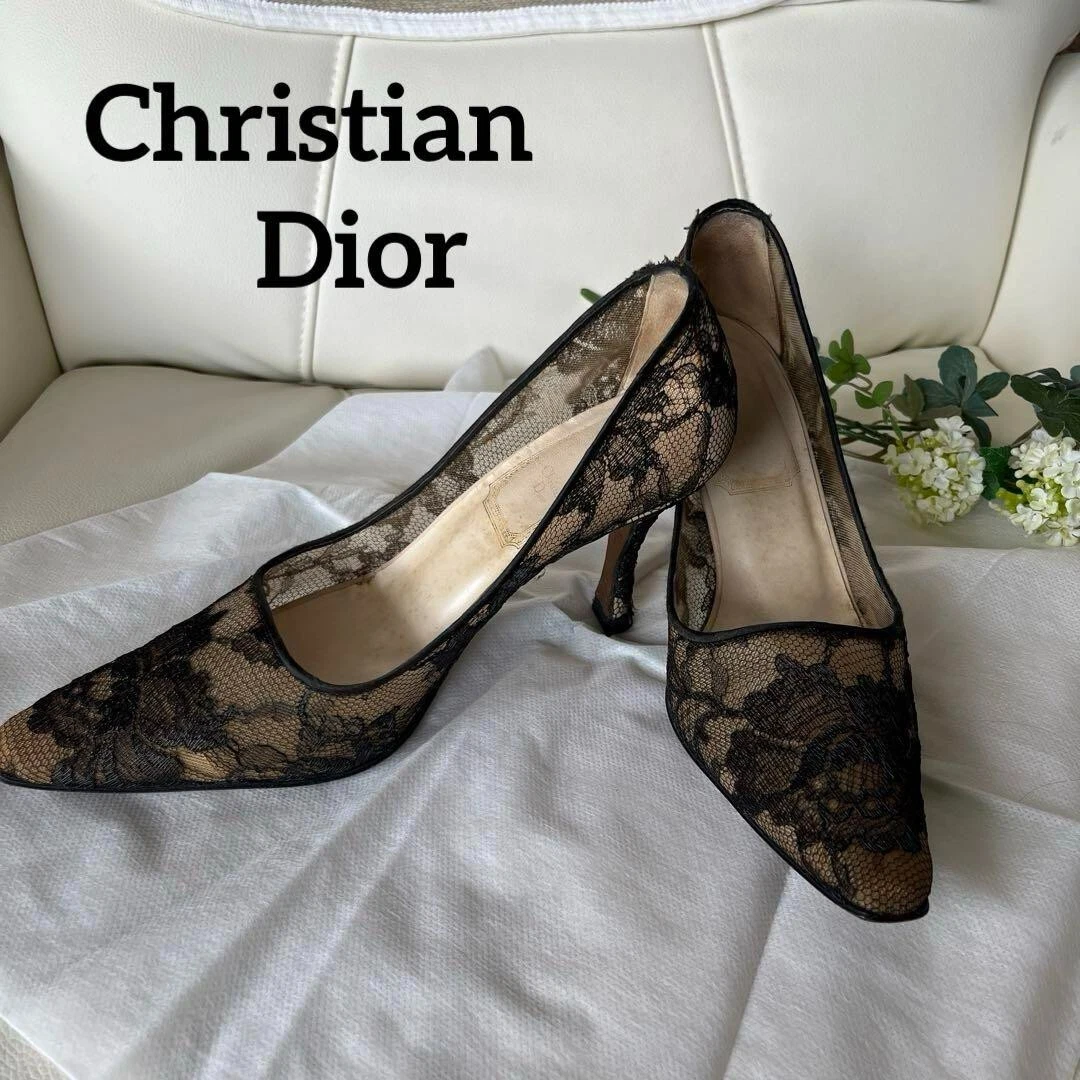 Christian Dior Chaussures Escarpins Talon Dentelle EU 38,5 US 8,5 Authentique