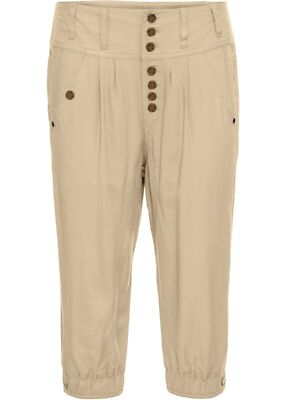 Capri-Hose mit auffälliger Knopfleiste Gr. 38 Beige Damenhose Pants Neu R-Ware