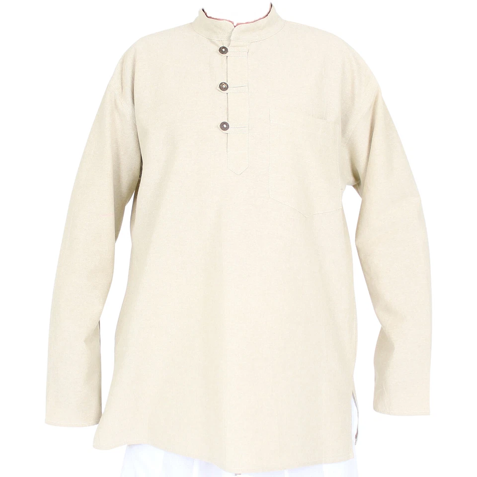 Kurta Fisherman Yoga Meditation Hemd 100% Baumwolle 3 Farben 5 Größen Nepal