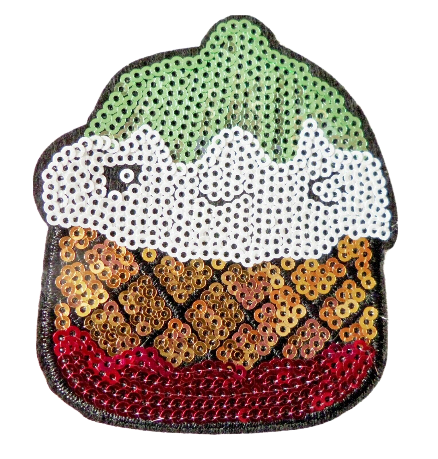 8cm x 9cm Cupcake Sequin Iron-On Patch for Jeans and T-Shirts Decoration P003-image