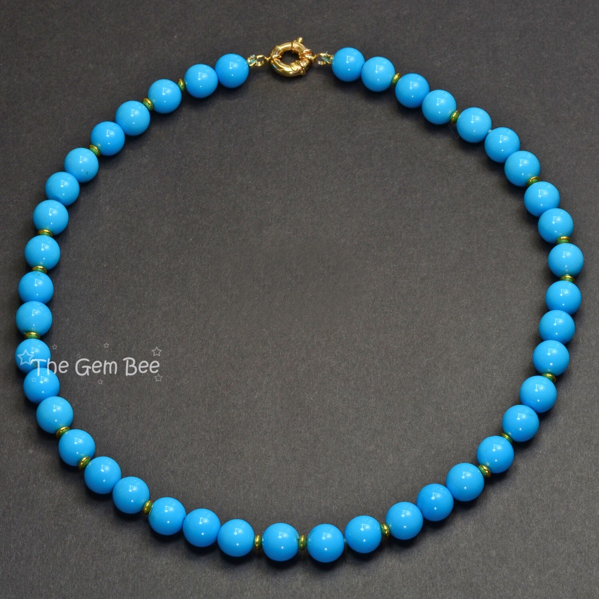 GIA Certified 18k Gold 9mm Old Stock Sleeping Beauty Turquoise