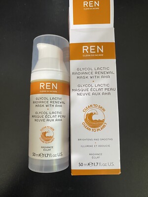 NIB REN Clear Skincare Glycol Lactic Radiance Renewal Mask 50 ml / 1.7 fl oz