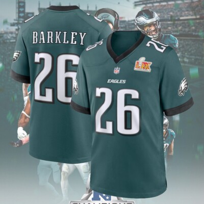 NFLフィラデルフィア イーグルスラグビーユニフォーム 26番サクオンバークレー Saquon #26 Barkley Philadelphia Team Eagle Name & Number