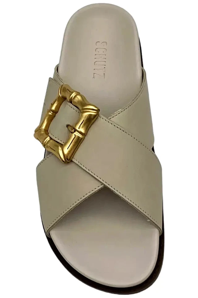 Sandalia deportiva SCHUTZ Enola Cross hebilla de cuero perlado para mujer 8 ¡NUEVA EN CAJA $138! Foto 3 de 4