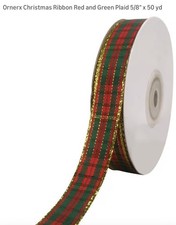 Plaid Christmas Ribbon 50 Yard Grosgrain Stripe 5/8 In Polyester Fabric Check...