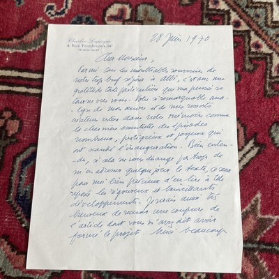 Charles LAPICQUE handschriftlicher Brief an einen Konservator nach der Expo 1970 BE selten!