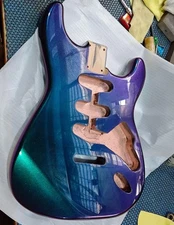 S S S Alder wood Gradient black green purple gloss Strat guitar body Chameleon