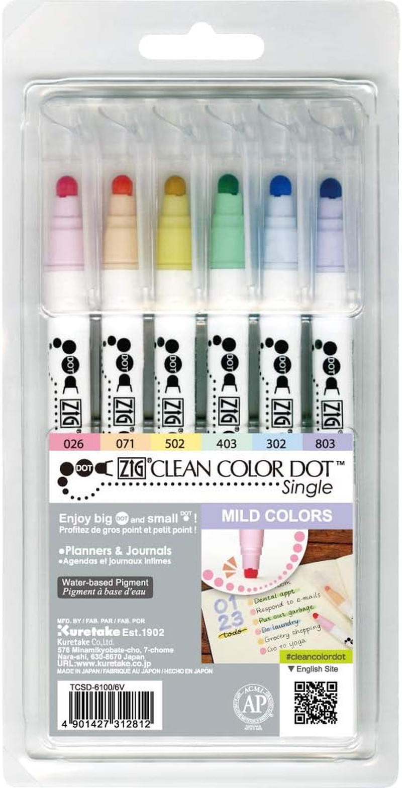 CLEAN COLOR DOT Single Mild 6 Colors Set, Flexible Dot Tip M
