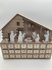 Wooden Christmas Advent Calendar 24 Drawers Holiday Countdown Reusable Decor