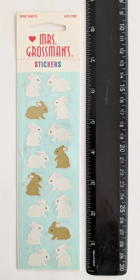Pegatinas de colección para álbumes de recortes de conejitos blancos y marrones de Mrs. Grossman selladas Foto 2 de 3