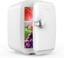 CROWNFUL Mini Fridge, 4 Liter 6 Can Portable Cooler and Warmer, Personal Fridge