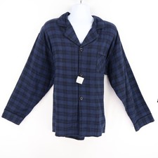 Bill Blass Pajama Set Button Up  Pants Mens Size XL Blue Plaid 100 Cotton NEW
