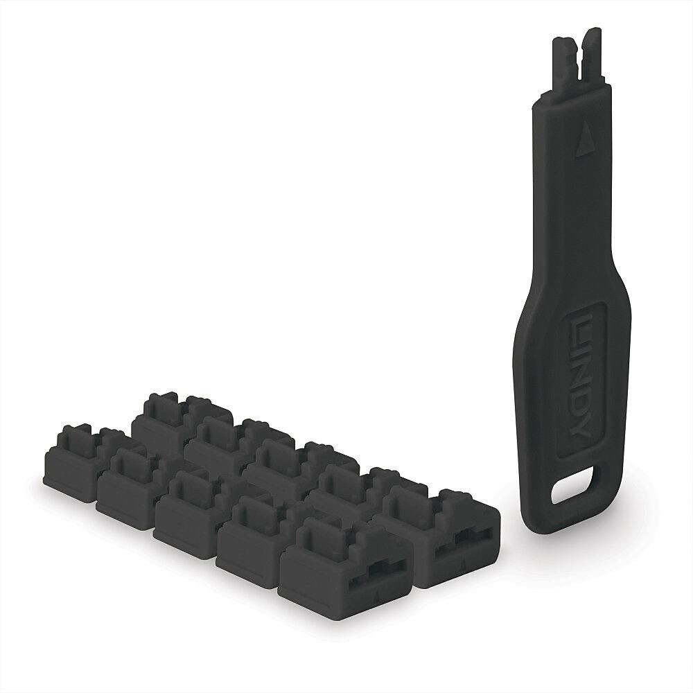 Lindy 47891 RJ45 Port Locks Black. 10x +