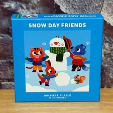Mudpuppy Snow Day Friends Large 100 Piece Jigsaw Puzzle - Blue 14x14