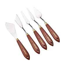 KINGART Stainless Steel Palette Knife Set – 5 Unique Painting Mixing Scrapers