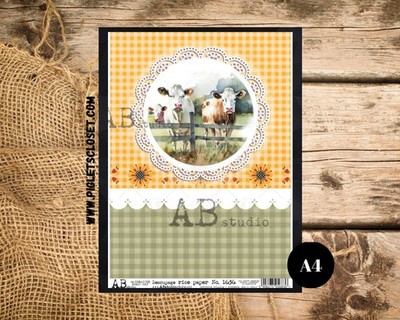 Plaid Cow | A4 Rice Paper | Paper for Decoupage | AB Studios | Farmhouse