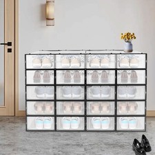20 Pack Clear Plastic Shoe Boxes With Lids Stackable Storage Containers Organize