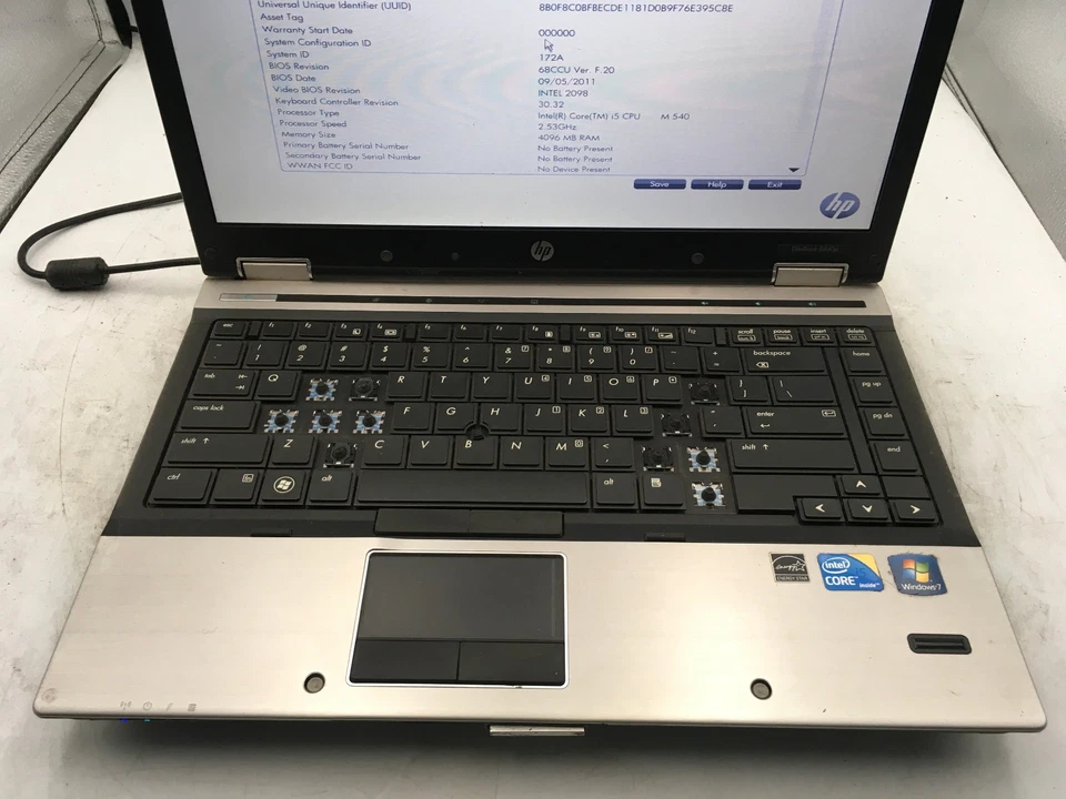 HP ELITEBOOK 8440P - BOOTS TO BIOS - INTEL I5 M520 - 4GB RAM - 14" -READ DESC-BB - Image 3 of 4