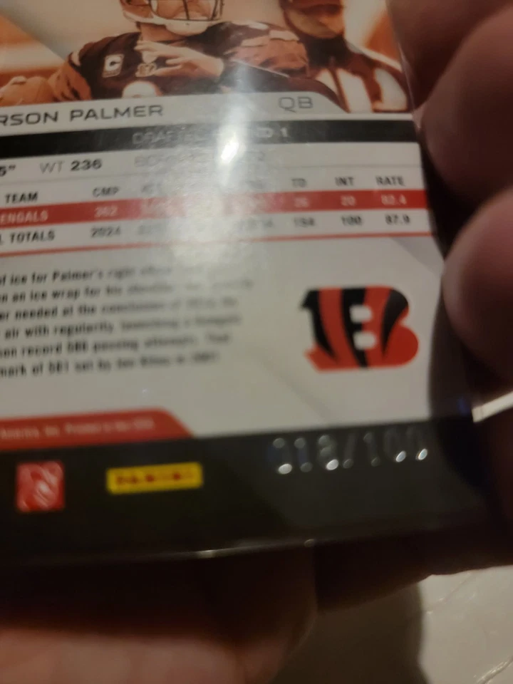Cartão de futebol Panini Spectrum Carson Palmer Cincinnati Bengals Insert /100 - Imagem 2 de 3