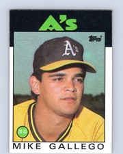 1986 Topps #304 Mike Gallego Oakland Athletics Baseball Rookie Card RC. rookie card picture