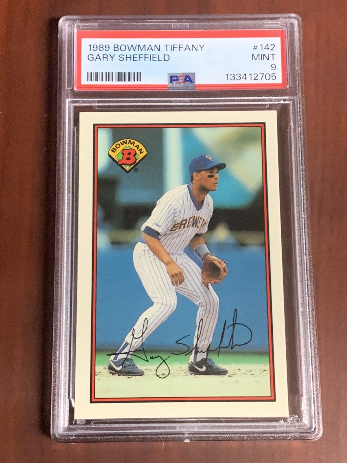 1989 Bowman Tiffany Gary Sheffield RC #142 Card graded PSA 9