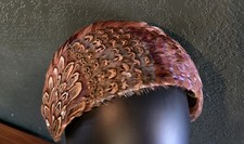 Danny Brook-Pheasant Peacock Feathers, Brown,Tan Baby Blue Women's 50's Hat