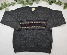 VTG Eddie Bauer Wool Pullover Knit Sweater V-Neck Size L Tall USA Made