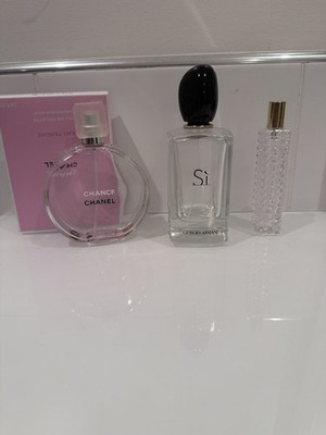 Chanel Chance EDP 100ml Flakon, Armani Si 100ml, Valentino Reisegröße LEER