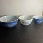 Pyrex Colonial Mist Mixing Bowls. 401,402,403.