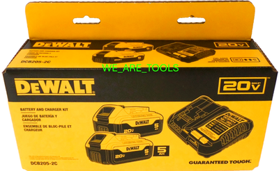 #ad DeWalt DCB205 2C 20V MAX XR Lithium Ion Batteries amp; Charger 2x 5Ah 20 Volt $119.97