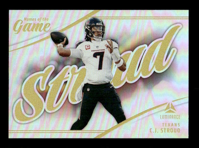 CJ STROUD 2025 PANINI LUMINANCE FOOTBALL #6 NAMES OF THE GAME HOUSTON TEXANS 