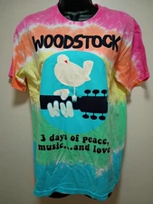 Liquid Blue WOODSTOCK PEACE MUSIC AND LOVE Logo Tie Dye T-shirt  SzS "BUY4=1FREE