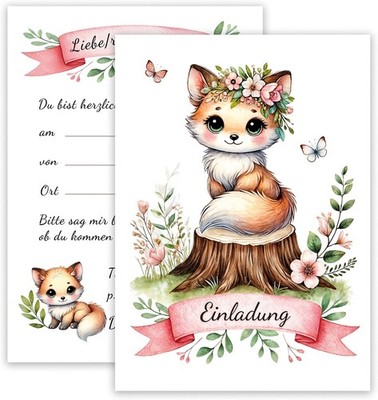 E&G Klasse 10x Kinder Einladungskarten Einladung Kindergeburtstag Fuchs