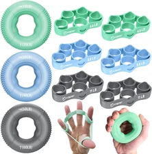 Grip Strength Trainer, Finger Exerciser, Forearm Strengthener 9-Piece Kit, Hand