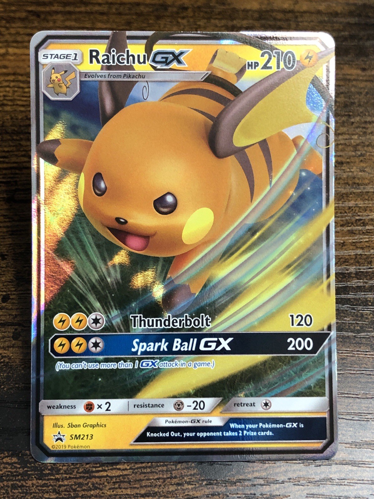 Pokemon Raichu GX SM213 Black Star Promo Ultra Rare Holo  Trading Card NM