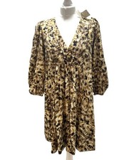 Mango Leopard Print Oversized Dress Size 8 BNWT Viscose Animal Print Mini Dress