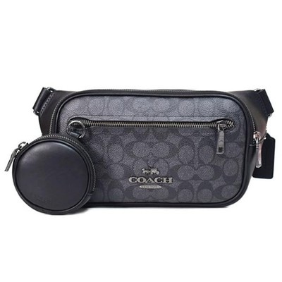Coach beschichtetes Canvas und Leder Signature Elias Tasche mit Beutel Gürtel...