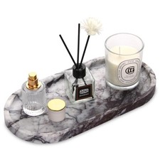 Oval Marble Bathroom Vanity Tray, Lilac, 12" x 6" x 0.8"