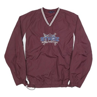 SPORT TEK Herren Sweatshirt Nor Cal Starz Fastpitch V-Ausschnitt Weinrot/Weiß M